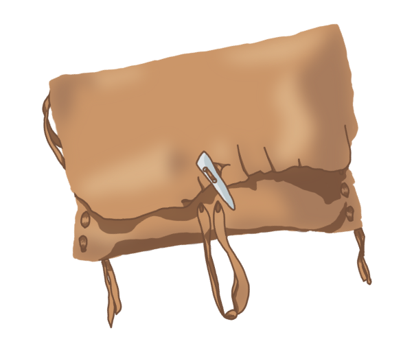 Bag used by paleoindians made from deer hide.
